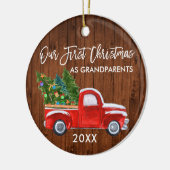 Red Truck Wood Eerste Kerstmis als grootouders Keramisch Ornament (Links)