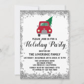 Red Truck Xmas - kerstfeestdag - Silver Kaart (Voorkant)