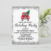 Red Truck Xmas - kerstfeestdag - Silver Kaart (Staand voorkant)