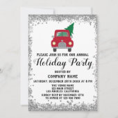 Red Truck Xmas Tree Company Holiday Party Silver Kaart (Voorkant)