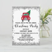 Red Truck Xmas Tree Company Kerstparty Silver Kaart (Staand voorkant)