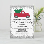 Red Truck Xmas Tree Company Kerstparty Silver Kaart (Staand voorkant)