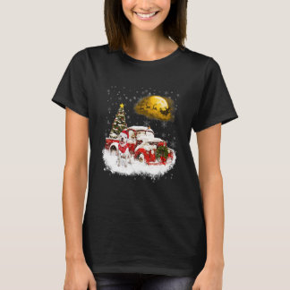 Red Truck Xmas Tree White Pitbull Merry Christmas T-shirt