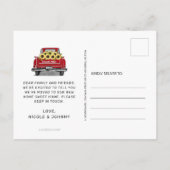  Red Truck Yellow Sunflower Moving Aankondigingskaart (Achterkant)