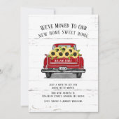  Red Truck Yellow Sunflower Rustic Moving Aankondiging (Voorkant)