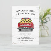 Red Truck Yellow Sunflower Rustic Moving Aankondiging (Staand voorkant)