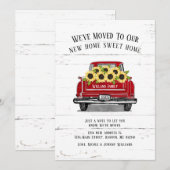 Red Truck Yellow Sunflower Rustic Moving Aankondiging (Voorkant / Achterkant)
