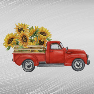  Red Truck-zonnebloemen Sticker