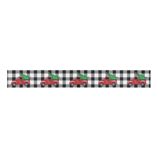Red Truck | Zwart | White Buffalo Check Pattern Grosgrain Lint (Voorkant)