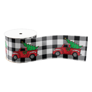 Red Truck   Zwart   White Buffalo Check Pattern Grosgrain Lint