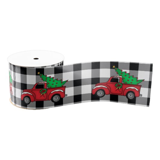 Red Truck | Zwart | White Buffalo Check Pattern Grosgrain Lint (Spoel)