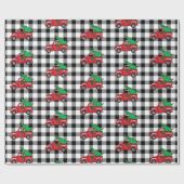 Red Truck | Zwart | White Buffalo Check Pattern WR Cadeaupapier (Vlak)