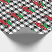 Red Truck | Zwart | White Buffalo Check Pattern WR Cadeaupapier (Hoek)