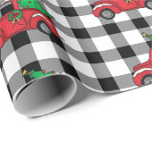 Red Truck | Zwart | White Buffalo Check Pattern WR Cadeaupapier (Rol Hoek)