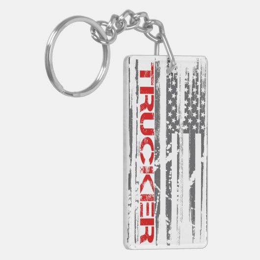 Red Trucker Flag Sleutelhanger (Voorkant Links)