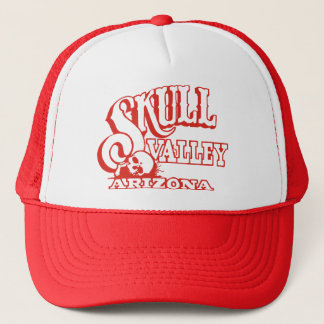 Red Trucker Hat w/ Red Skull Valley, Arizona Logo Pet