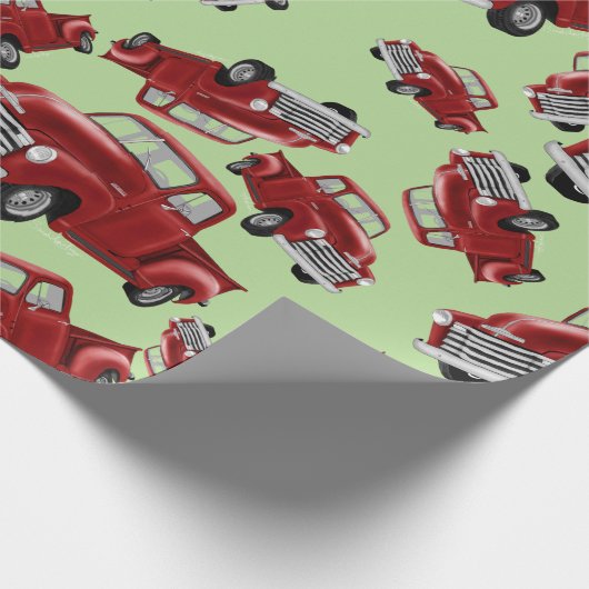 Red Trucks kerstrappapier Cadeaupapier (Hoek)