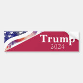 Red Trump 2024 Faded Amerikaanse vlag campagne Bumpersticker (Voorkant)