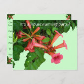 Red Trumpet Vine Housewarming Invitation Kaart (Voorkant / Achterkant)