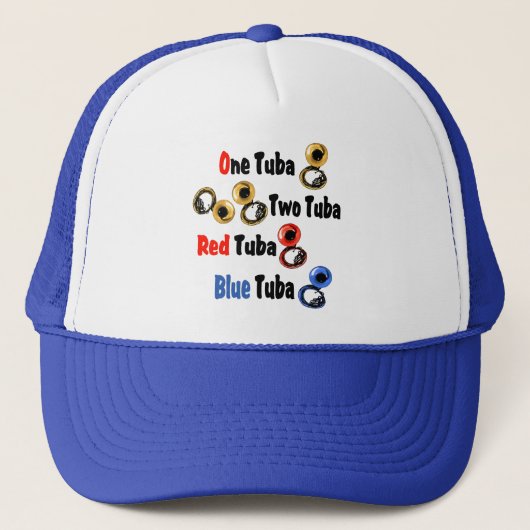 Red Tuba Blue Tuba Trucker Pet (Voorkant)