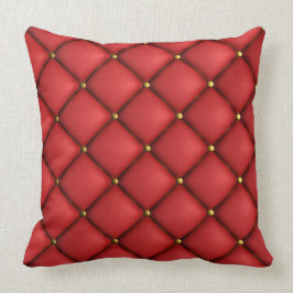 Red Tufed Leather Print Pillow Kussen