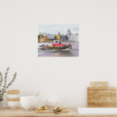 Red Tug voorbijgaand St. Pauls 1996 Poster (Keuken)