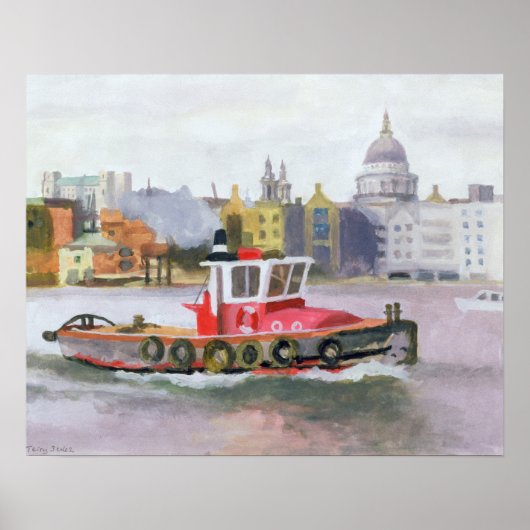 Red Tug voorbijgaand St. Pauls 1996 Poster (Voorkant)