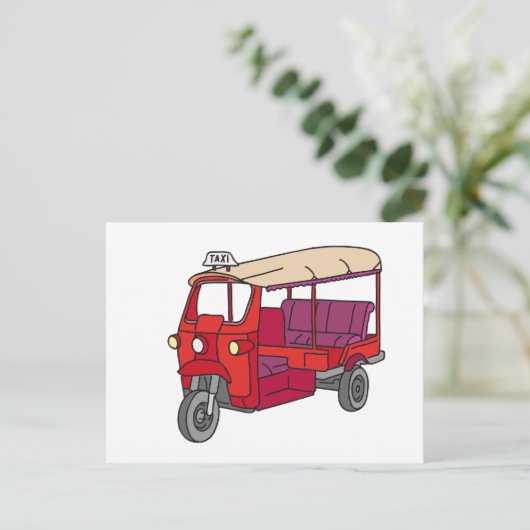 Red Tuktuk Briefkaart (Staand voorkant)