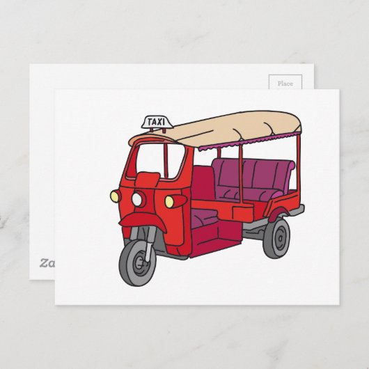 Red Tuktuk Briefkaart (Voorkant / Achterkant)