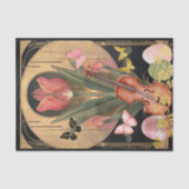 Red Tulip Art Deco Viool en Easter Eggs Musical Tissuepapier (Voorkant)