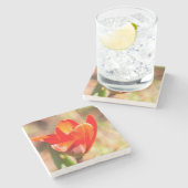 Red Tulip Blossom Stenen Onderzetter (Zijkant)