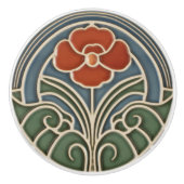 Red Tulip Decor Art Nouveau Art Deco Keramische Knop (Voorkant)