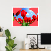 Red Tulip Delight Poster (Thuiskantoor)
