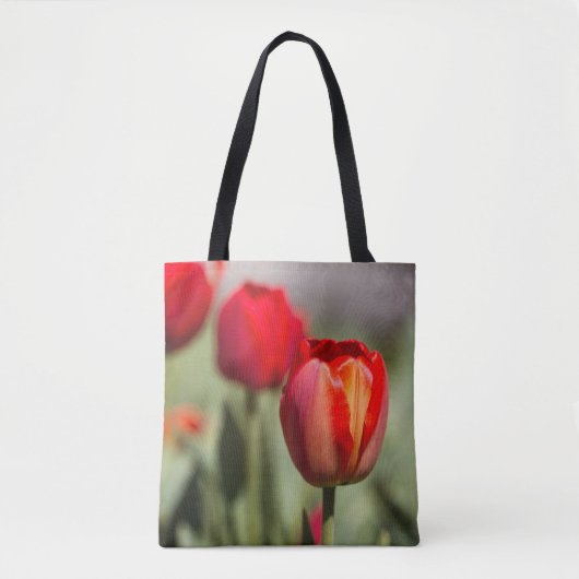 Red Tulip Dual Texture Tote Bag (Voorkant)