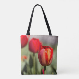 Red Tulip Dual Texture Tote Bag