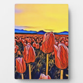 Red Tulip Field Painting Fotoplaat (voorkant)
