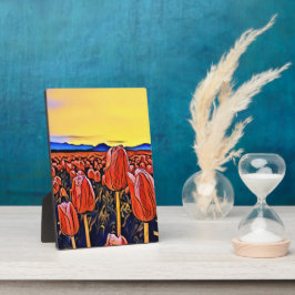 Red Tulip Field Painting Fotoplaat