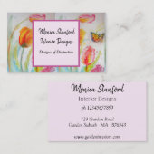 Red Tulip Floral Flowers Waterverf Visitekaartje (Voorkant / Achterkant)