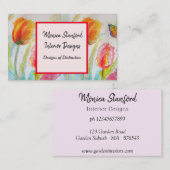 Red Tulip Floral Flowers Waterverf Visitekaartje (Voorkant / Achterkant)