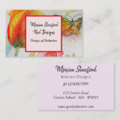 Red Tulip Floral Flowers Waterverf Visitekaartje (Voorkant / Achterkant)