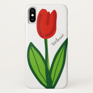 Red tulip flower design aangepast iPhone X hoesje