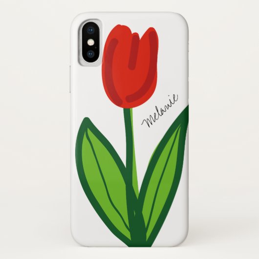 Red tulip flower design aangepast iPhone X hoesje (Achterkant)