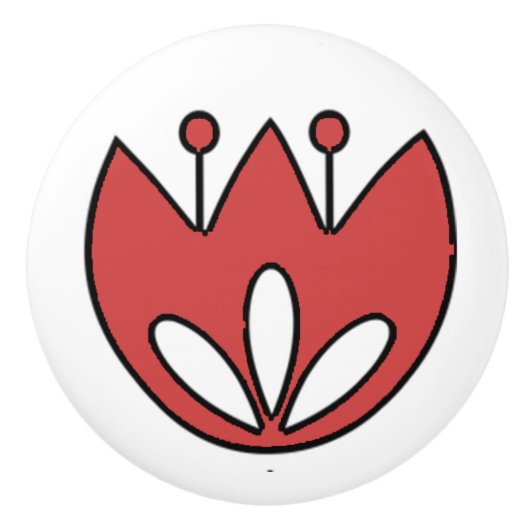 Red Tulip Flower Floral Keramische Knop (Voorkant)