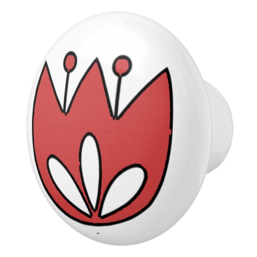 Red Tulip Flower Floral Keramische Knop (Rechts)