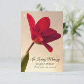 Red Tulip Flower Spring Begrafenis Memorial Sympat Bedankkaart (Staand voorkant)