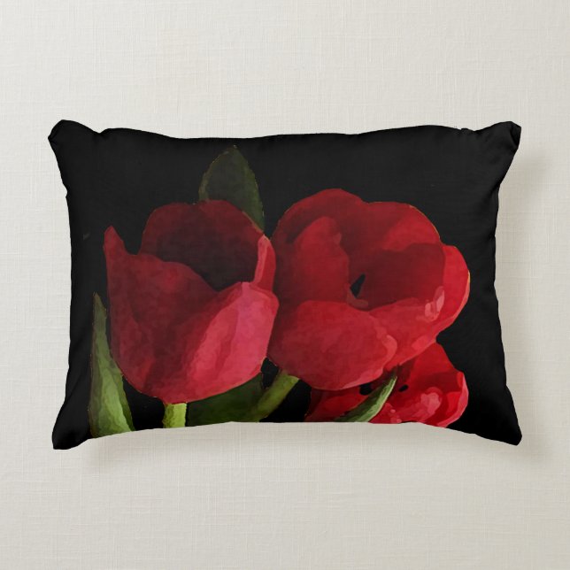Red Tulip Flowers Accent Pillow Kussen (Voorkant)