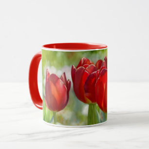 Red Tulip Flowers Art Mok Cup