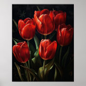 Red Tulip Flowers Art Print Poster (Voorkant)