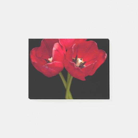 Red Tulip Flowers Black Background Floral Flower Post-it® Notes (Voorkant)