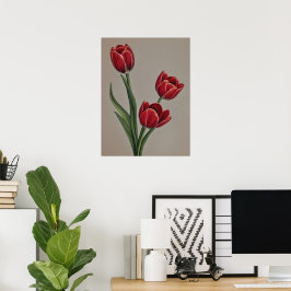 Red Tulip Flowers Poster